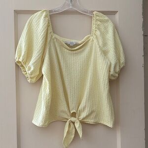 LOFT Light Yellow Puff Sleeve Blouse